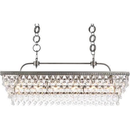 ELEGANT LIGHTING Nordic 40 Inch Rectangle Pendant In Antique Silver 1219G40AS